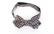SUITSUPPLY Men Bowtie ~48 cm Grey Brown Checked Pattern Wool Silk Butterfly