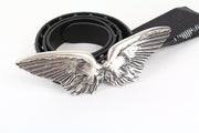 REPLAY Men Belt 80 cm Casual Black Genuine Cow Leather Studs Wings Buckle