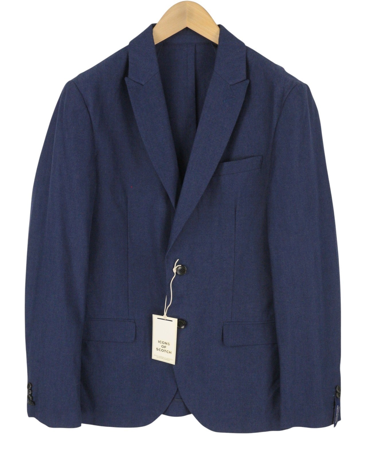 SCOTCH & SODA Men Blazer M Dark Blue Peak Lapel Single-Breasted