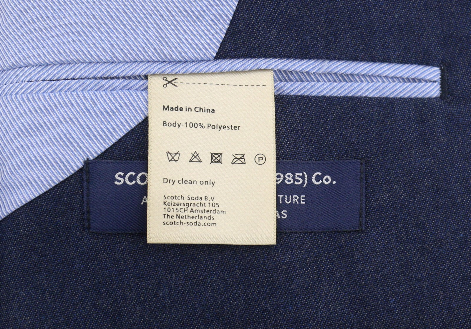 SCOTCH & SODA Men Blazer M Dark Blue Peak Lapel Single-Breasted
