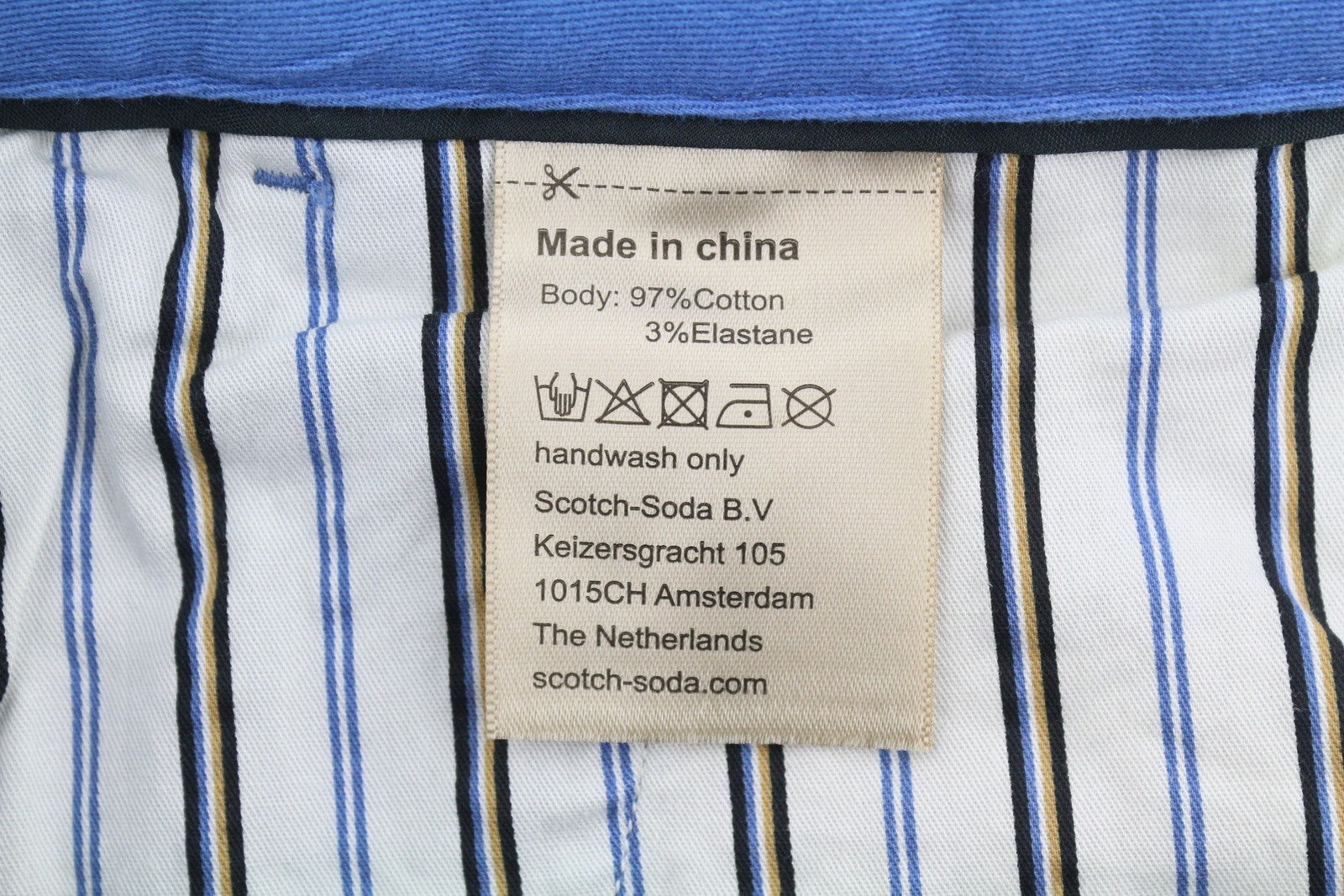 SCOTCH & SODA The Drift Men Trousers W31/L32 Blue Tapered Stretch Chinos