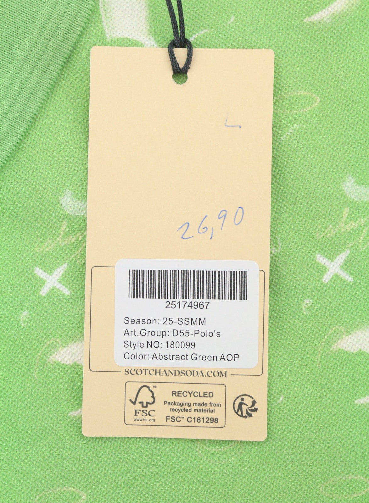 SCOTCH & SODA Men Polos M Abstract Green Aop Cotton Short Sleeved