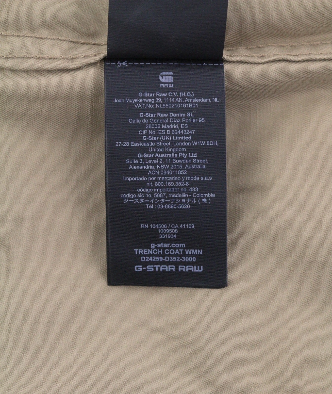G-STAR Trench Women Coat S Beige Belted Double Breasted Longline