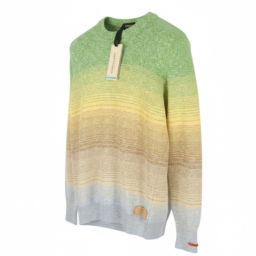 SCOTCH & SODA Men Jumper L Colourful Striped Melange Crew Neck Pull On