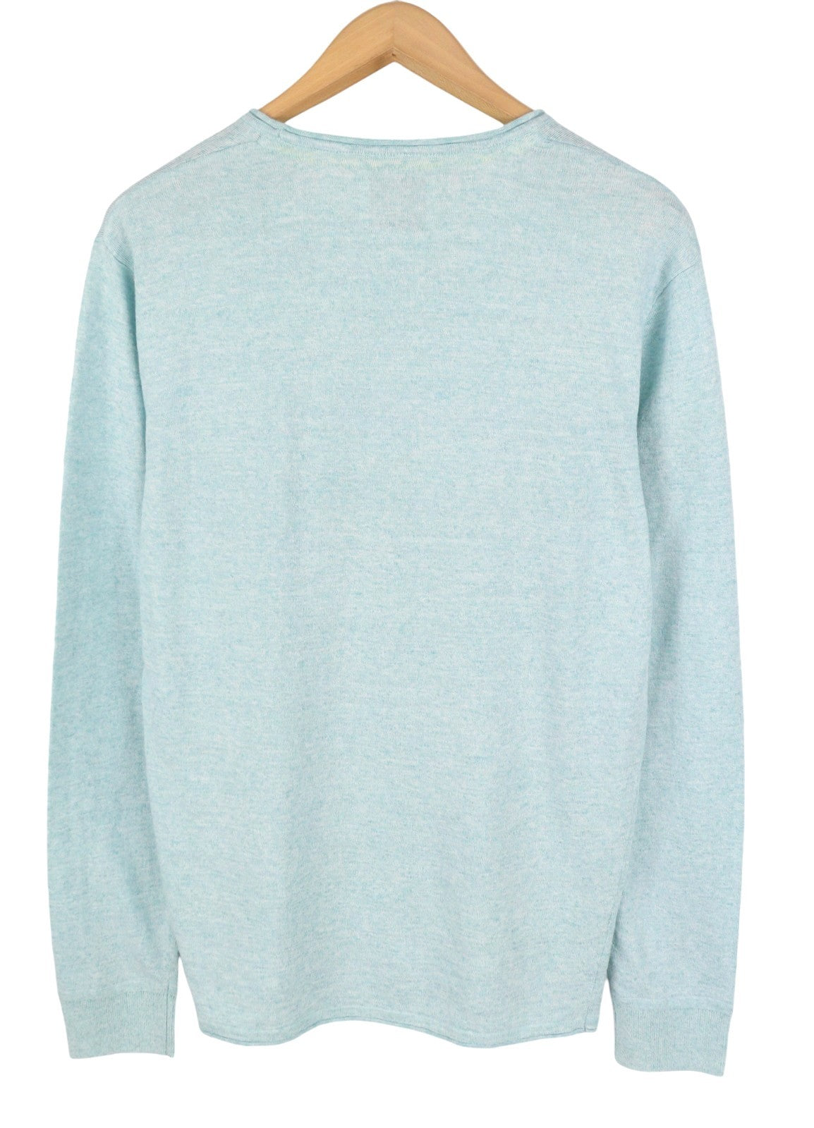 SCOTCH & SODA Men Jumper M Blue Melange Linen Blend Knit Patch Pocket Pull On