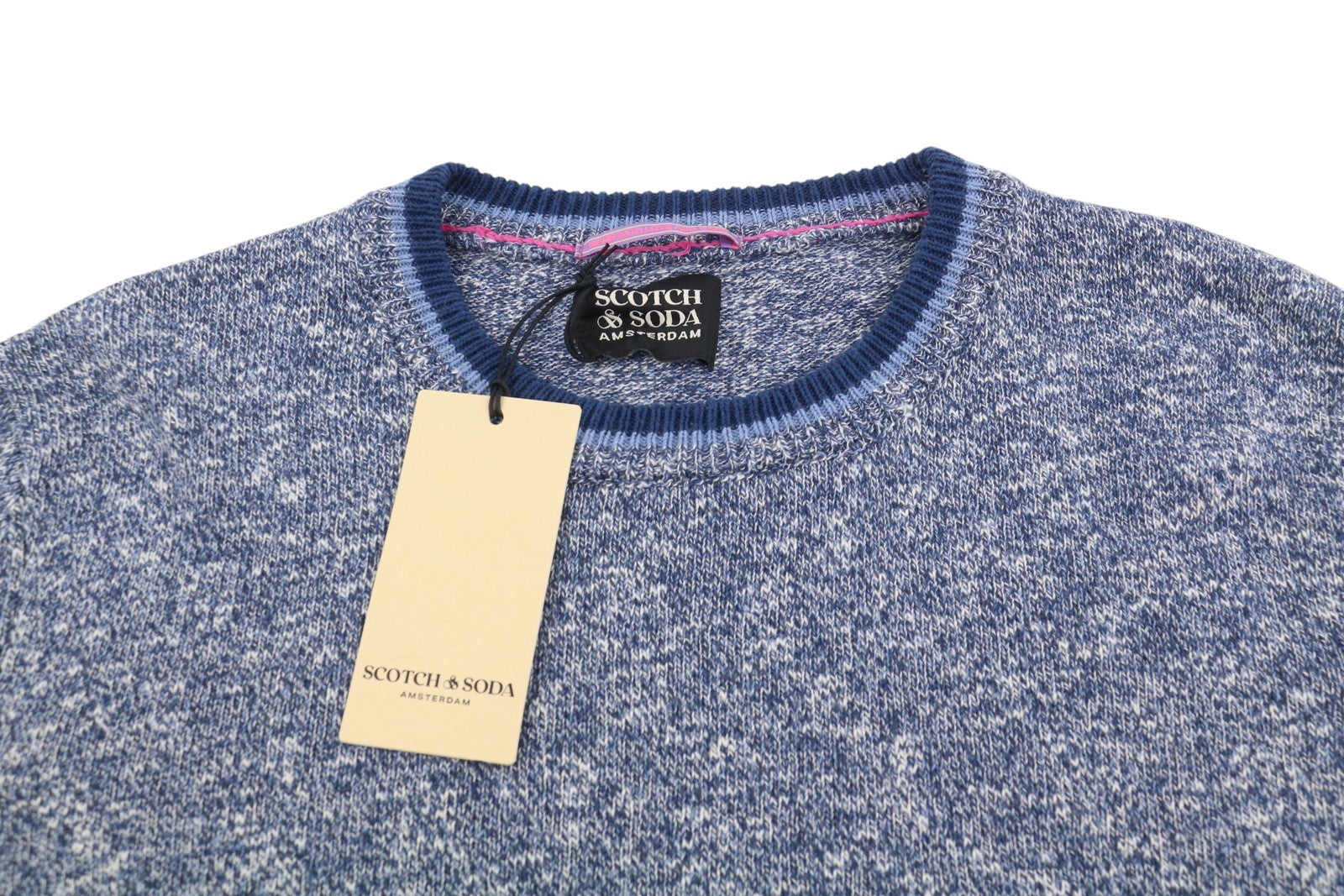 SCOTCH & SODA Men Jumper M Blue Melange Crew Neck Tight Knit Pull On