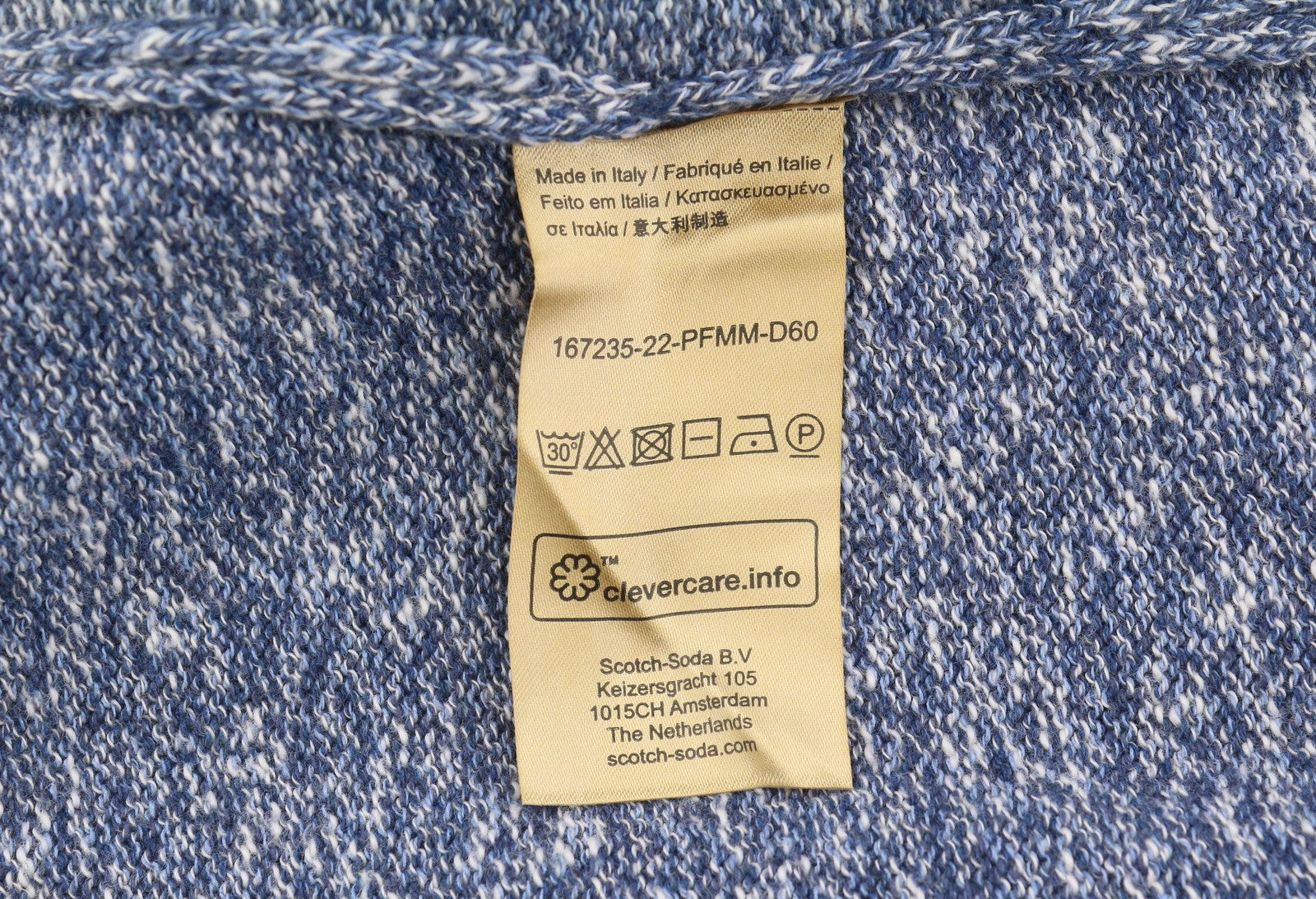 SCOTCH & SODA Men Jumper M Blue Melange Crew Neck Tight Knit Pull On