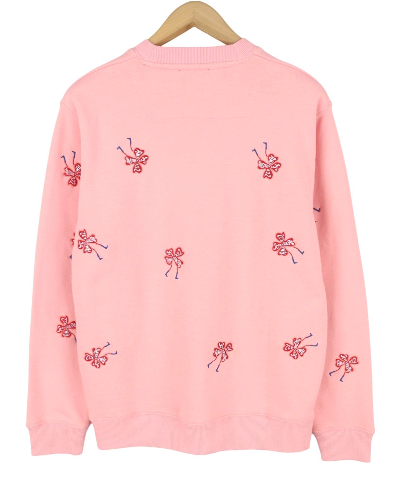 SCOTCH & SODA Men Sweatshirt M Pink Embroidered Crew Collar Long Sleeve Pull On