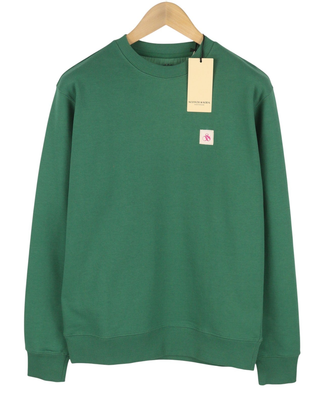 SCOTCH & SODA Men Sweatshirt M Preppy Green Crew Neck Long Sleeve Pull On