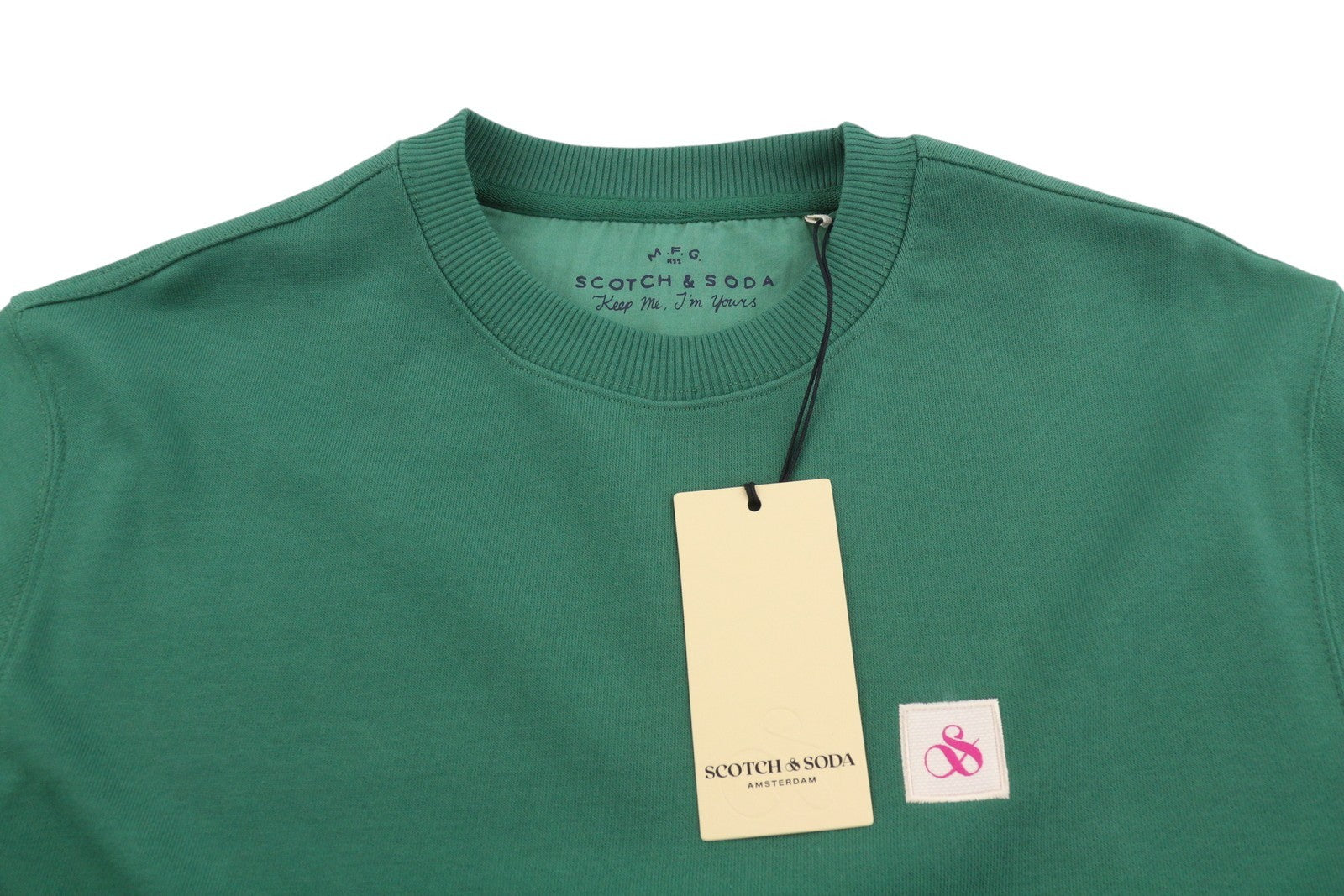 SCOTCH & SODA Men Sweatshirt M Preppy Green Crew Neck Long Sleeve Pull On