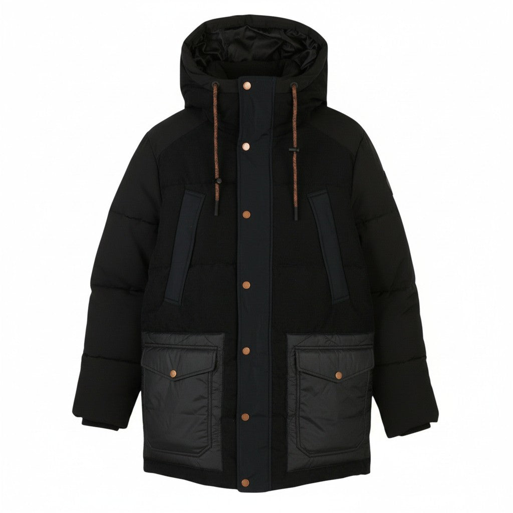 SCOTCH & SODA Arza Men Jacket S Black Quilted Mixed Media Parka RRP339