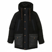 SCOTCH & SODA Arza Men Jacket S Black Quilted Mixed Media Parka RRP339