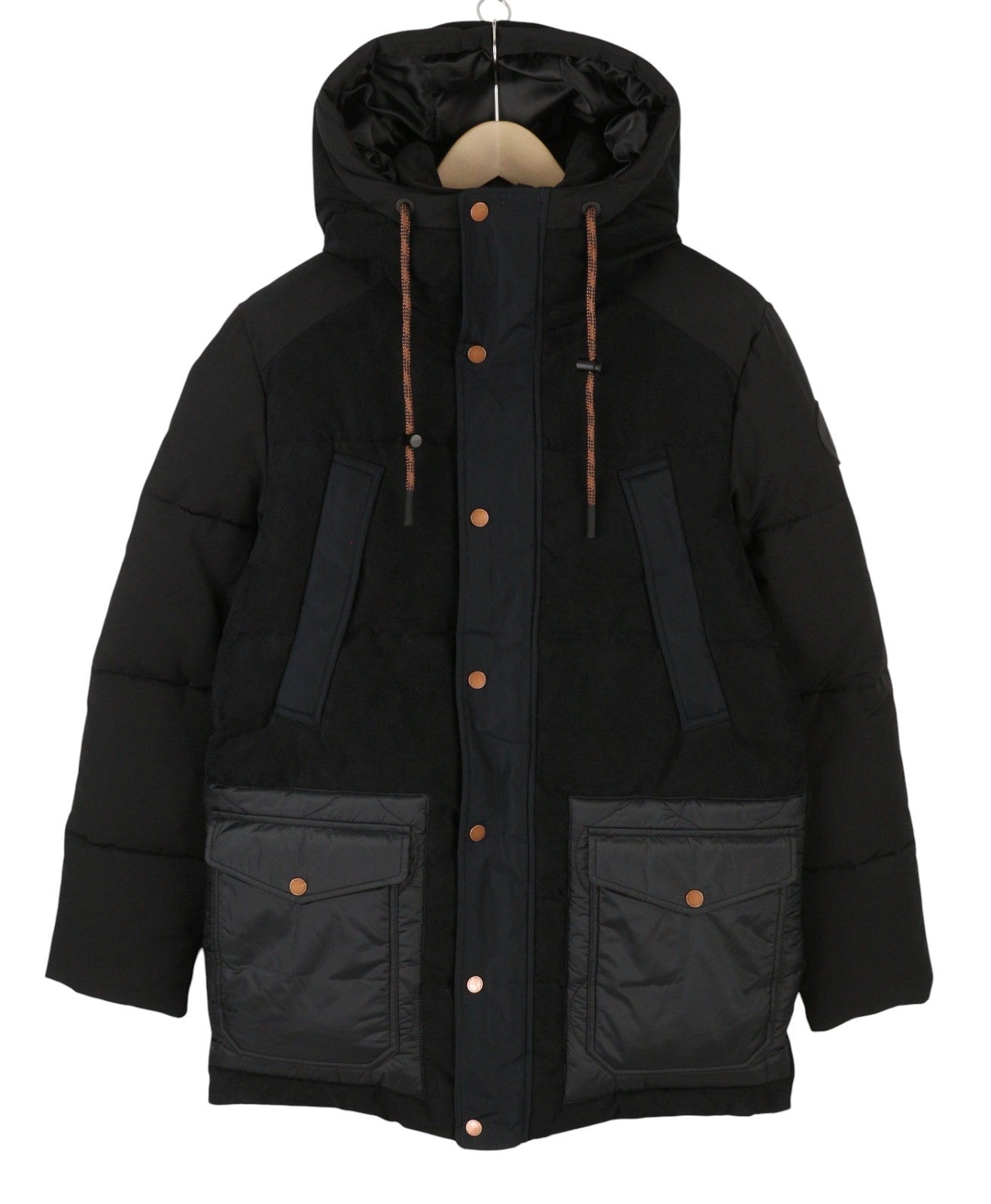 SCOTCH & SODA Arza Men Jacket S Black Quilted Mixed Media Parka RRP339