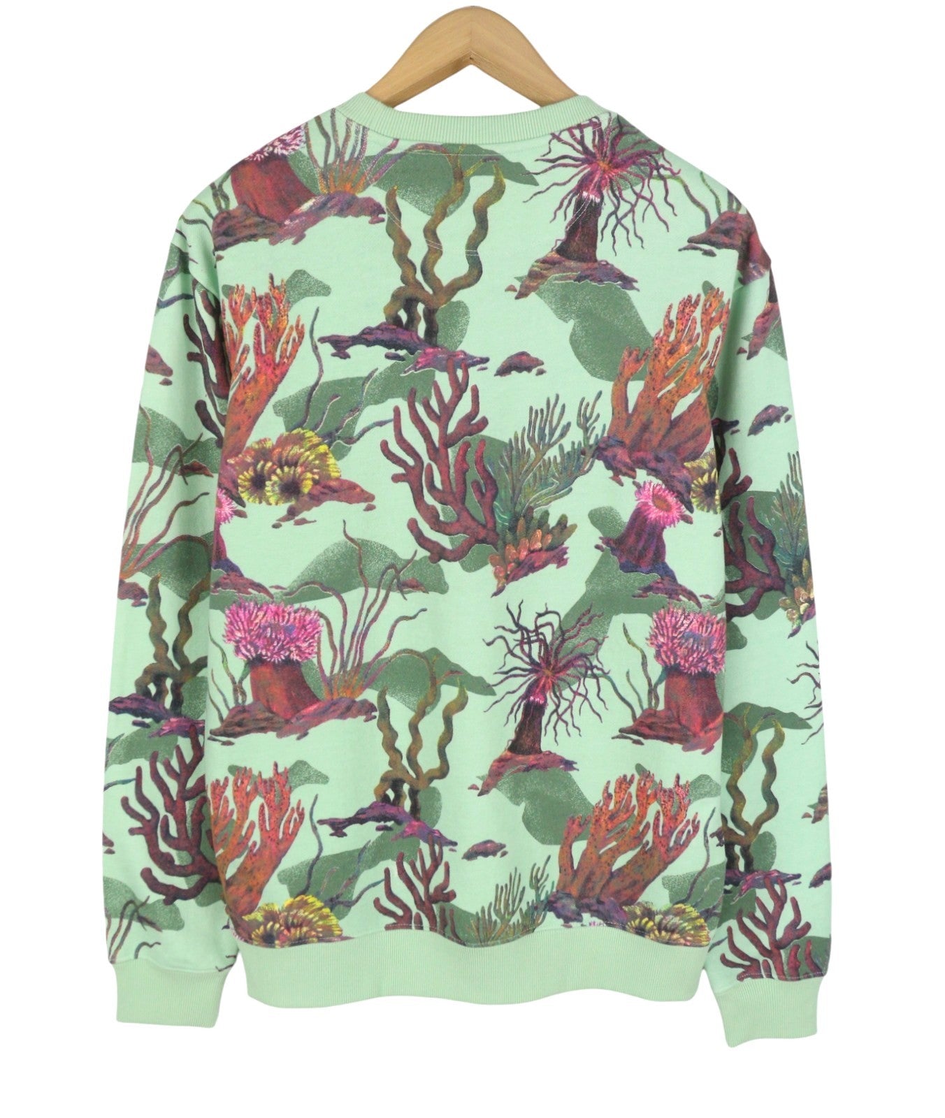 SCOTCH & SODA Men Sweatshirt M Green Coral Reff Aop Cotton Crew Neck Pull On
