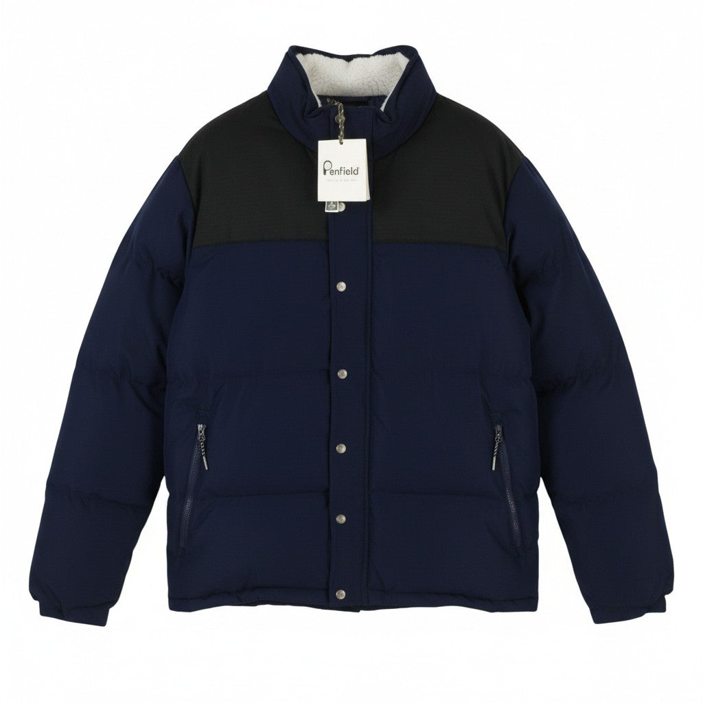 PENFIELD Men Jacket 2XL Dark Blue Padded Quilted Zip High Neck RRP230