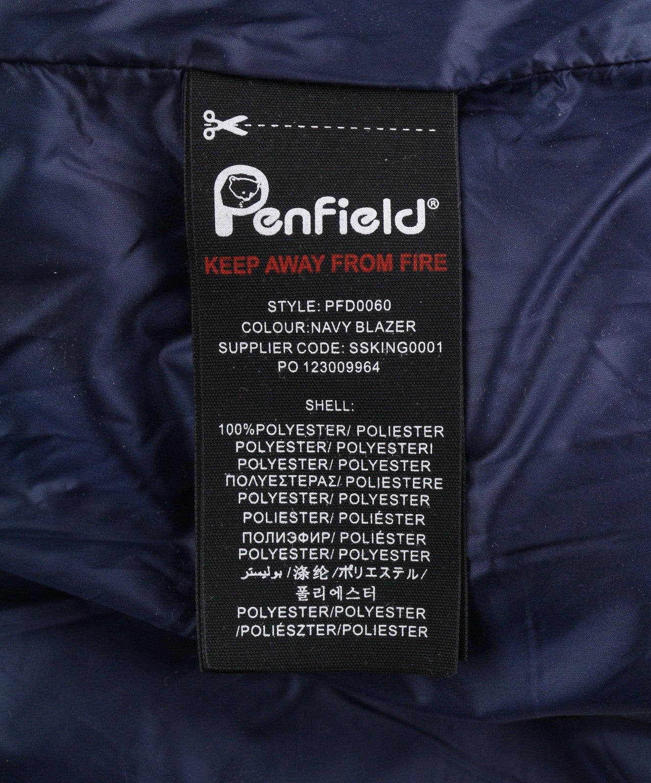 PENFIELD Men Jacket 2XL Dark Blue Padded Quilted Zip High Neck RRP230