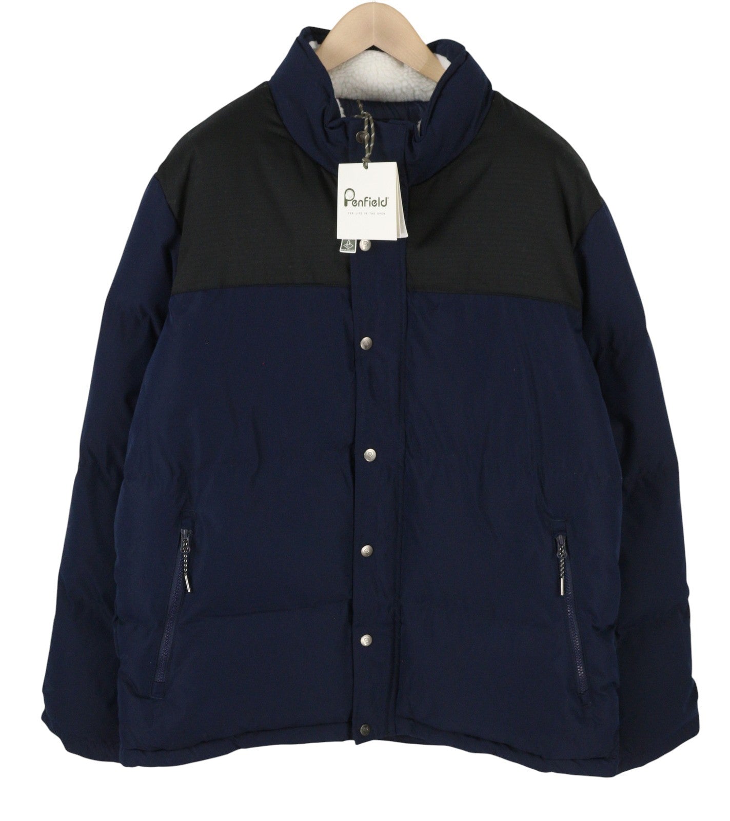 PENFIELD Men Jacket 2XL Dark Blue Padded Quilted Zip High Neck RRP230