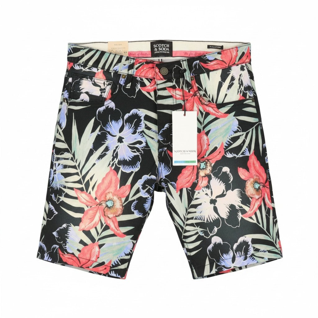 SCOTCH & SODA Ralston Men Shorts W32 Colourful Floral Print Regular Slim Stretch