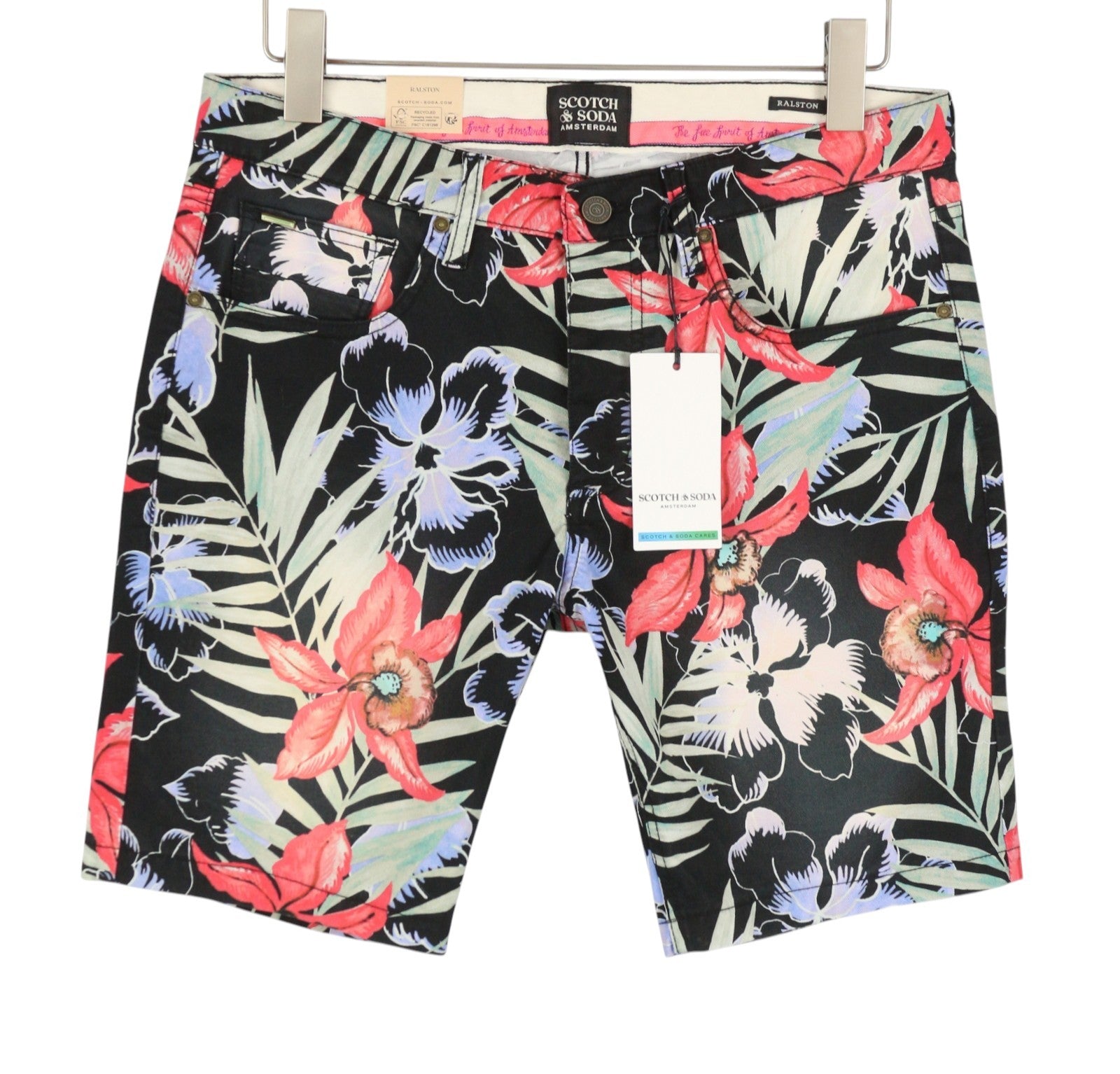 SCOTCH & SODA Ralston Men Shorts W32 Colourful Floral Print Regular Slim Stretch