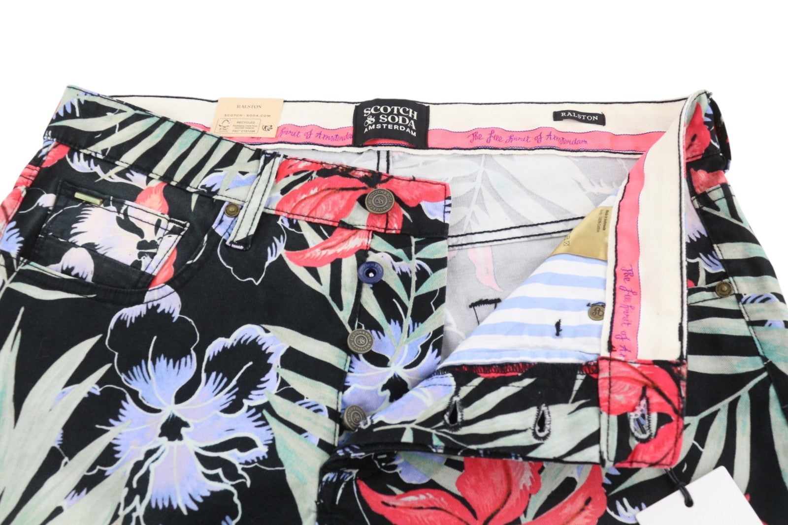 SCOTCH & SODA Ralston Men Shorts W32 Colourful Floral Print Regular Slim Stretch