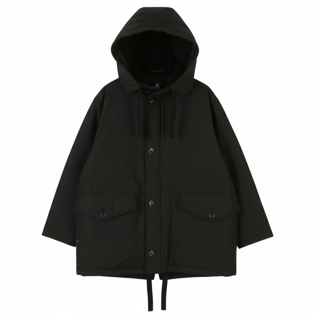 G-STAR Mid Parka Women Jacket L Black Padded Loose Repellent Performance