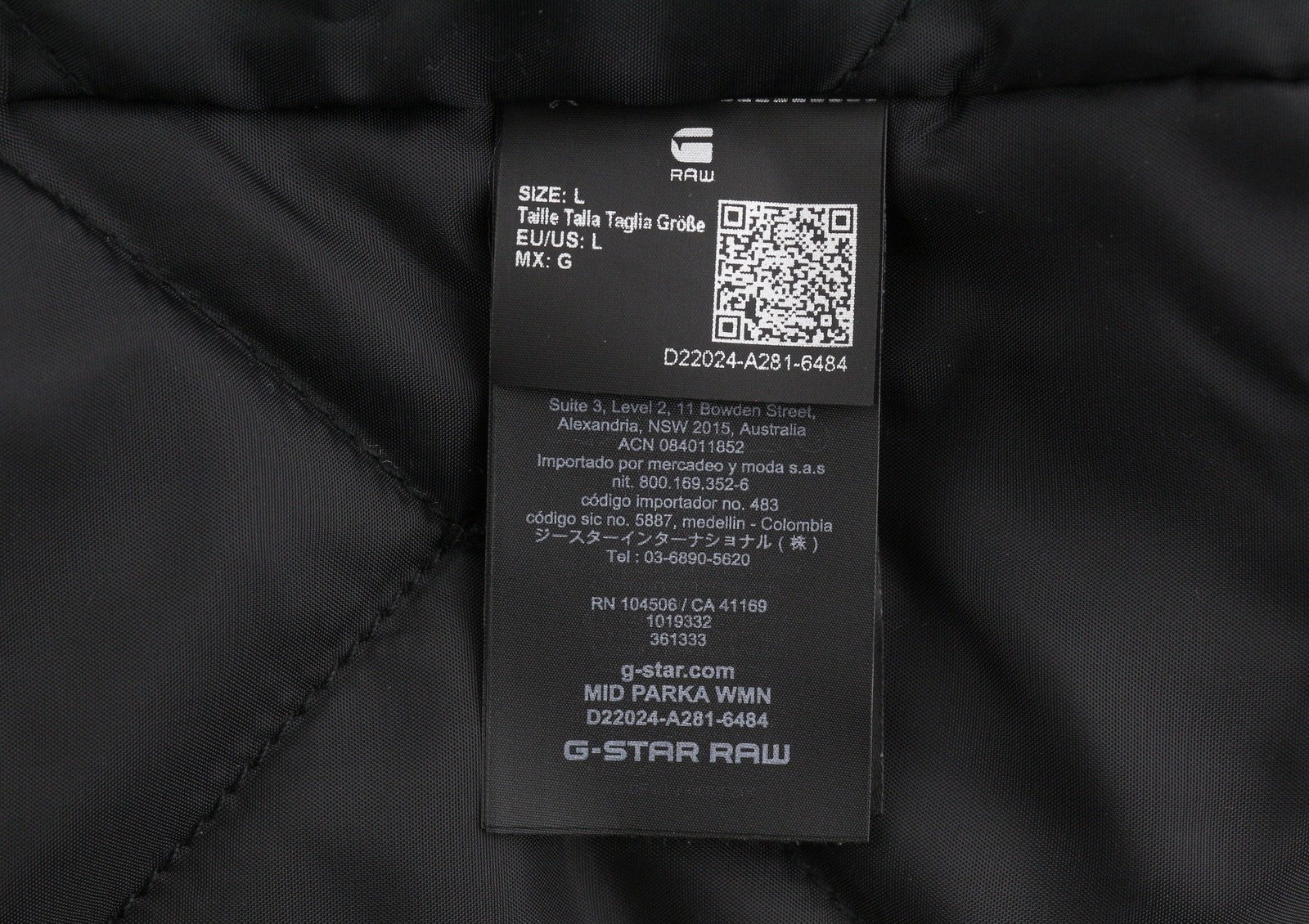 G-STAR Mid Parka Women Jacket L Black Padded Loose Repellent Performance