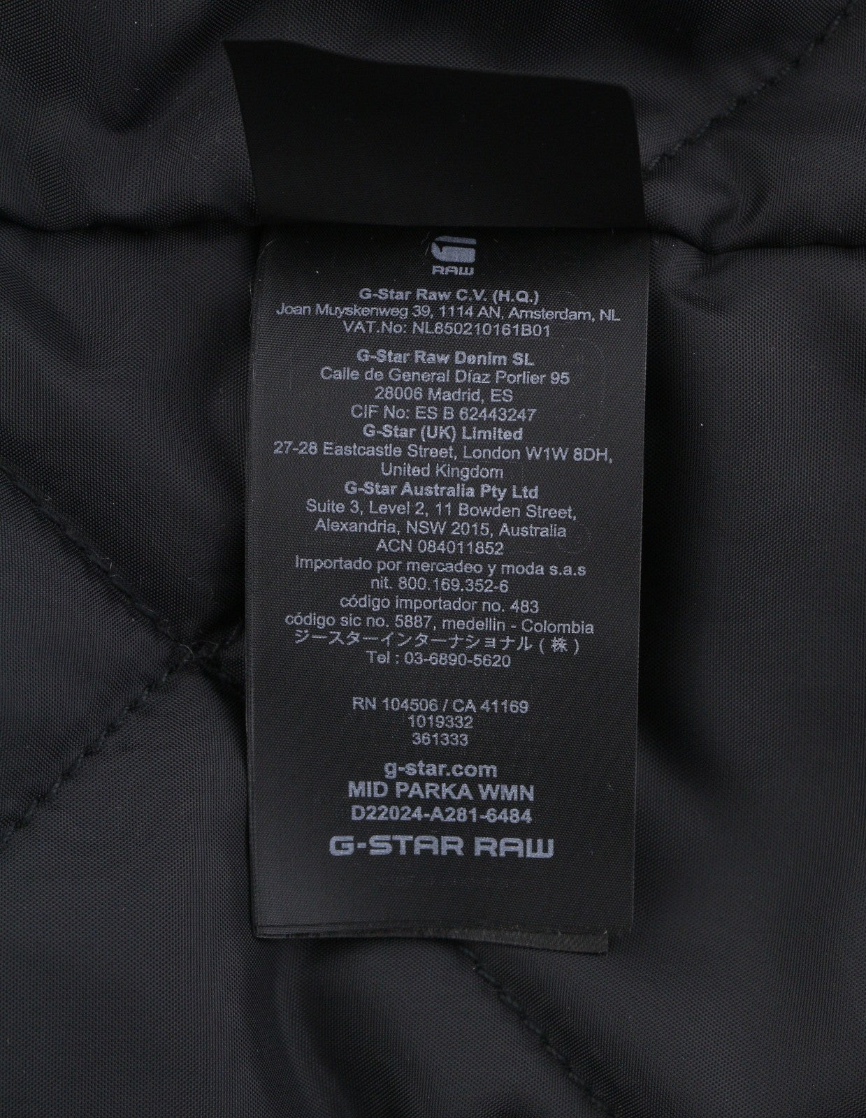 G-STAR Mid Parka Women Jacket L Black Padded Loose Repellent Performance