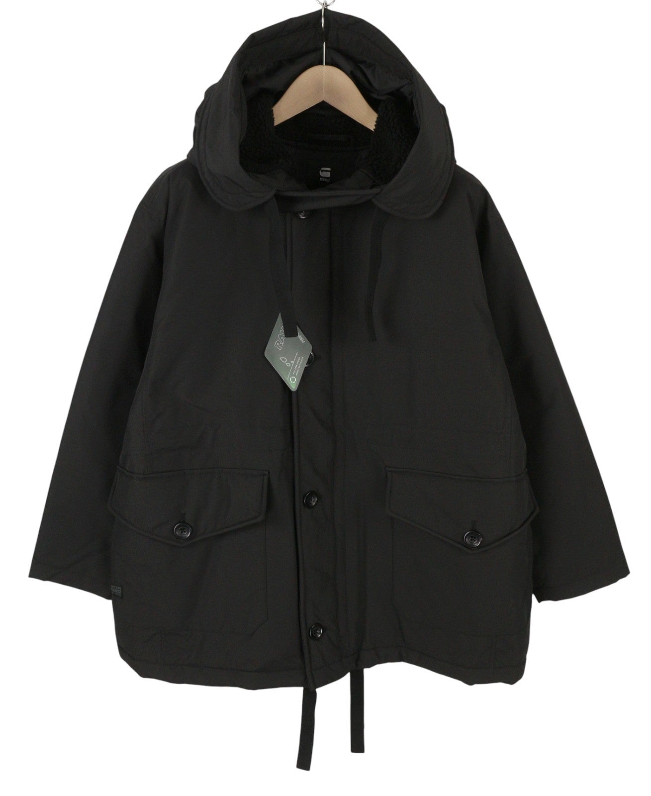 G-STAR Mid Parka Women Jacket L Black Padded Loose Repellent Performance