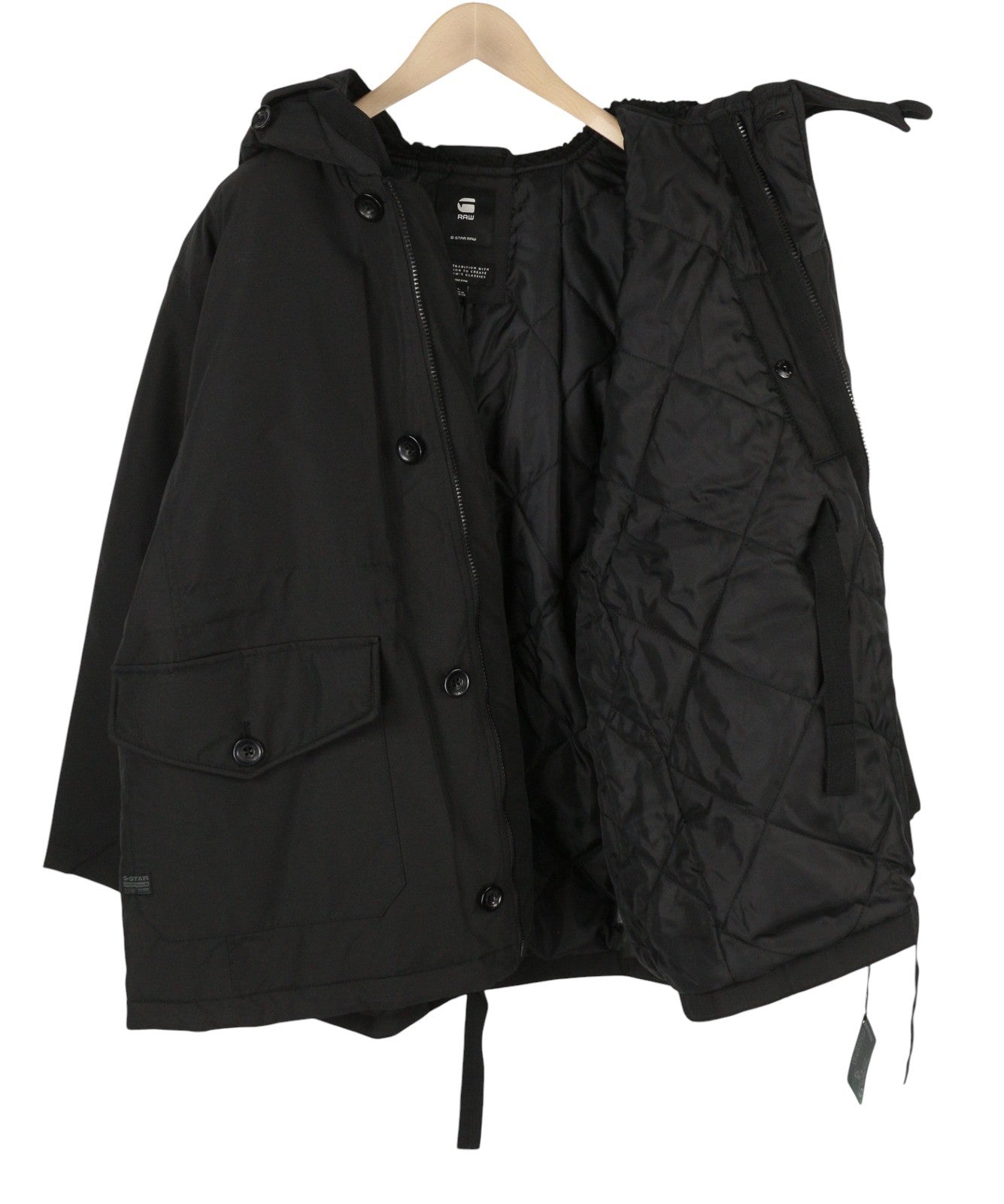 G-STAR Mid Parka Women Jacket L Black Padded Loose Repellent Performance