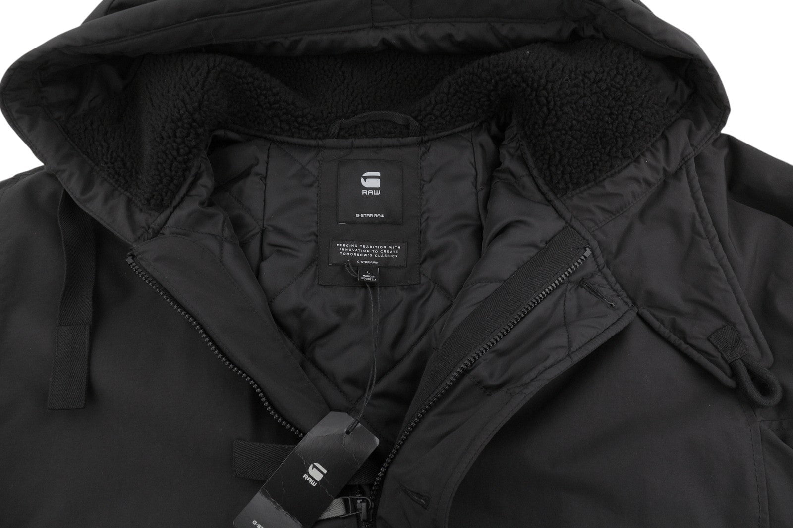 G-STAR Mid Parka Women Jacket L Black Padded Loose Repellent Performance