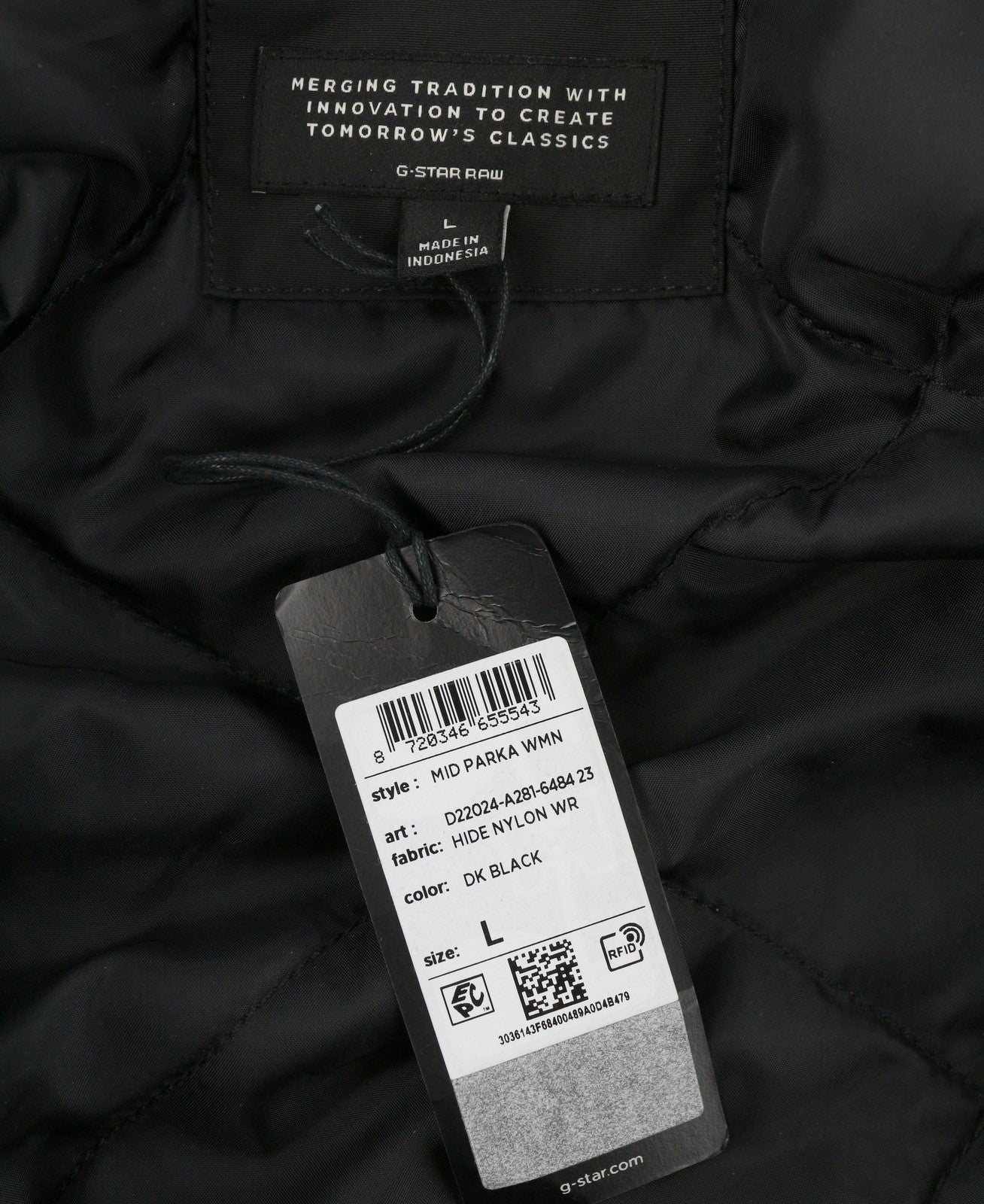 G-STAR Mid Parka Women Jacket L Black Padded Loose Repellent Performance