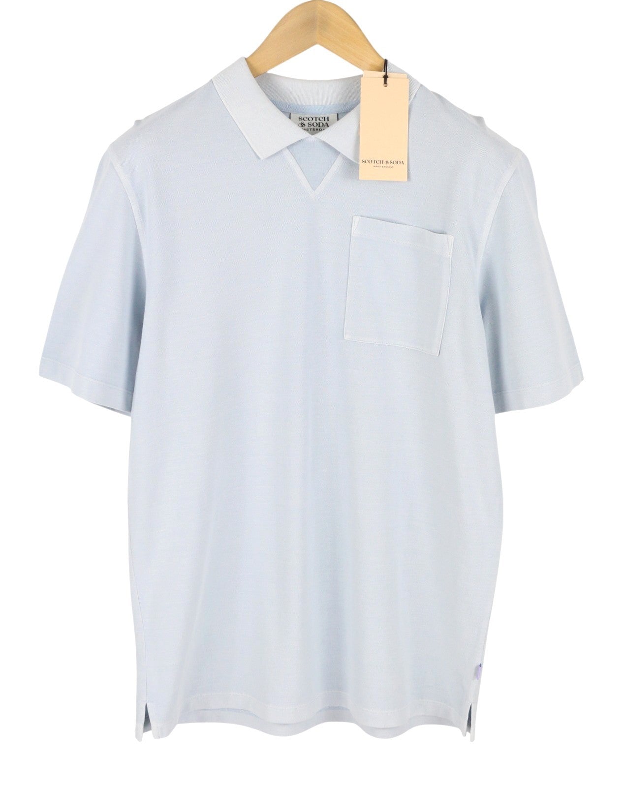 SCOTCH & SODA Men Polos M Blue Garment Dye Melange Short Sleeve