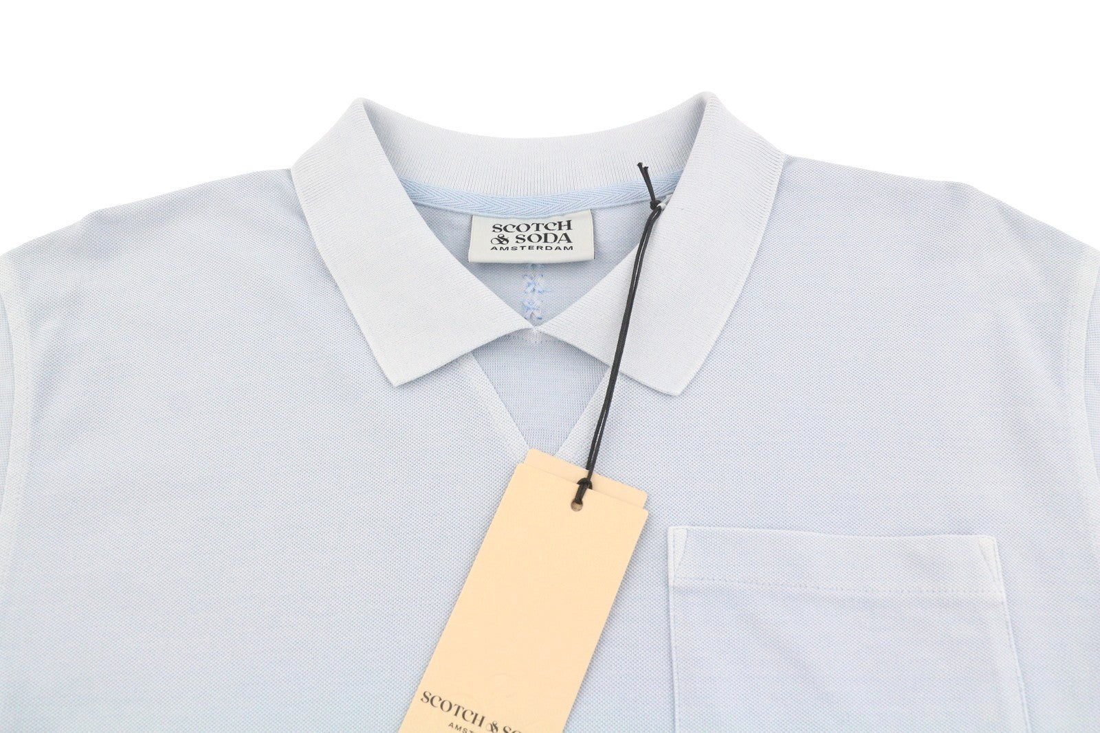 SCOTCH & SODA Men Polos M Blue Garment Dye Melange Short Sleeve