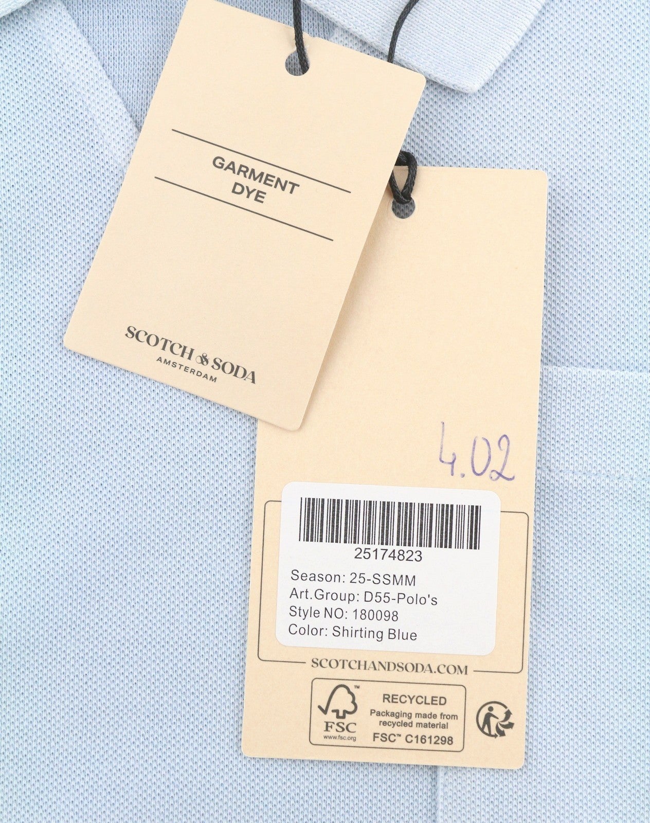 SCOTCH & SODA Men Polos M Blue Garment Dye Melange Short Sleeve