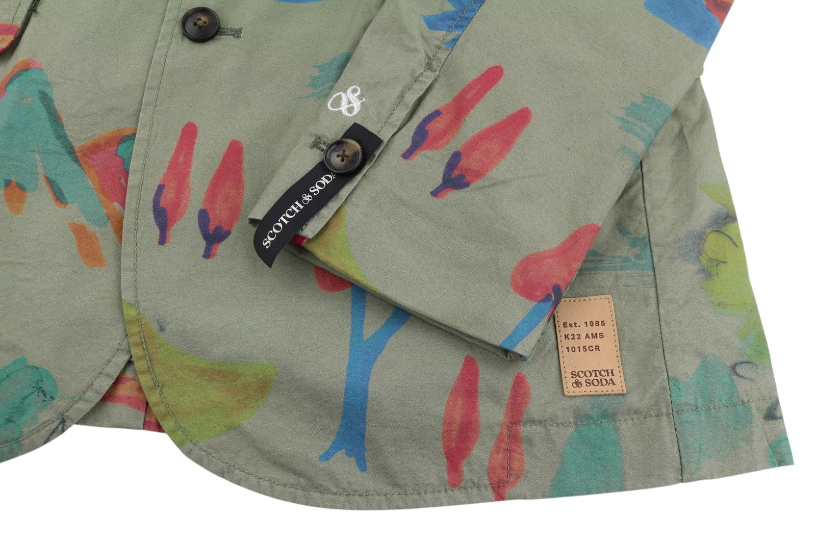 SCOTCH & SODA Men Blazer M Green Patterned Notch Lapel Single Breasted