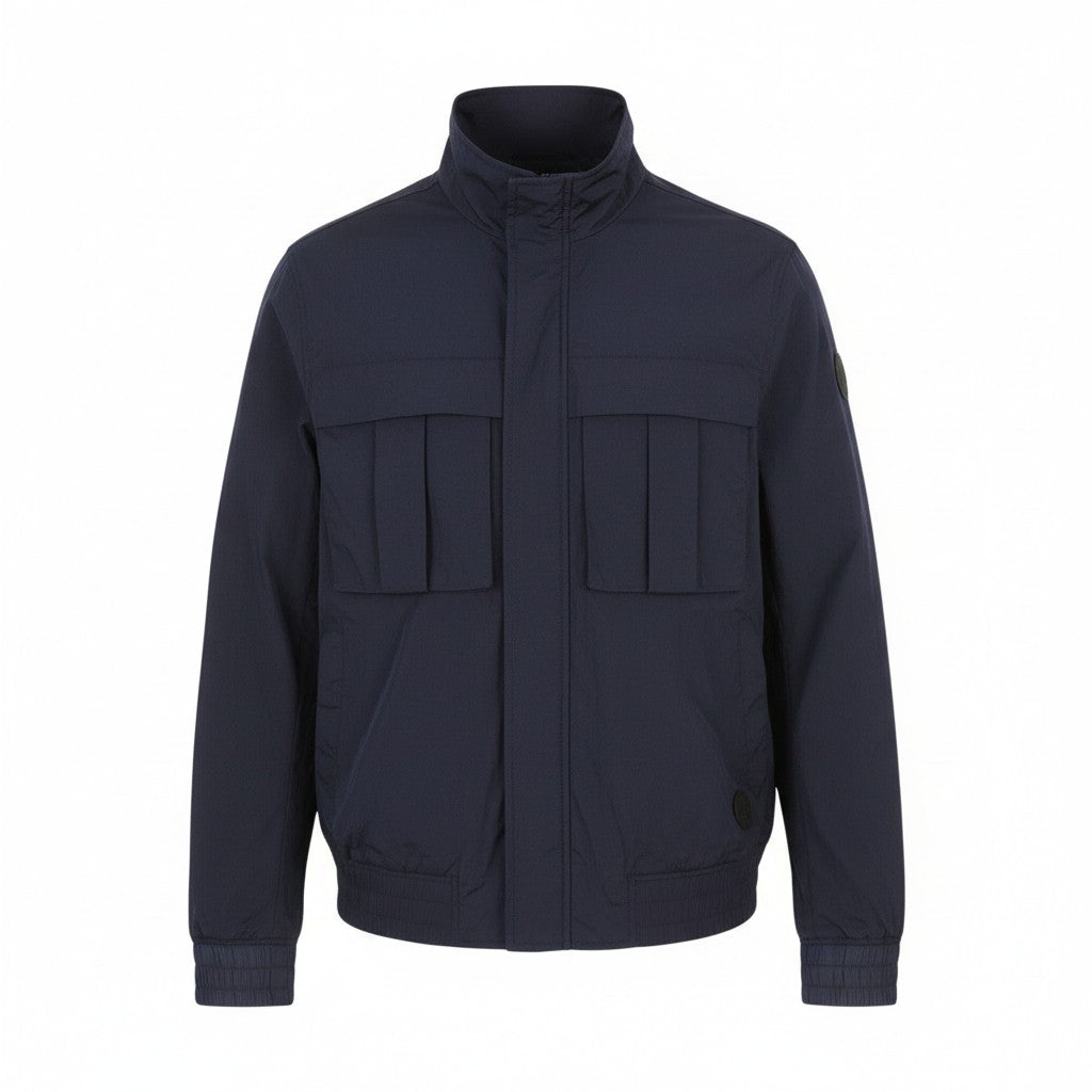 TED BAKER Men Jacket 3 M Dark Blue Lightweight Unlined Zip High Neck