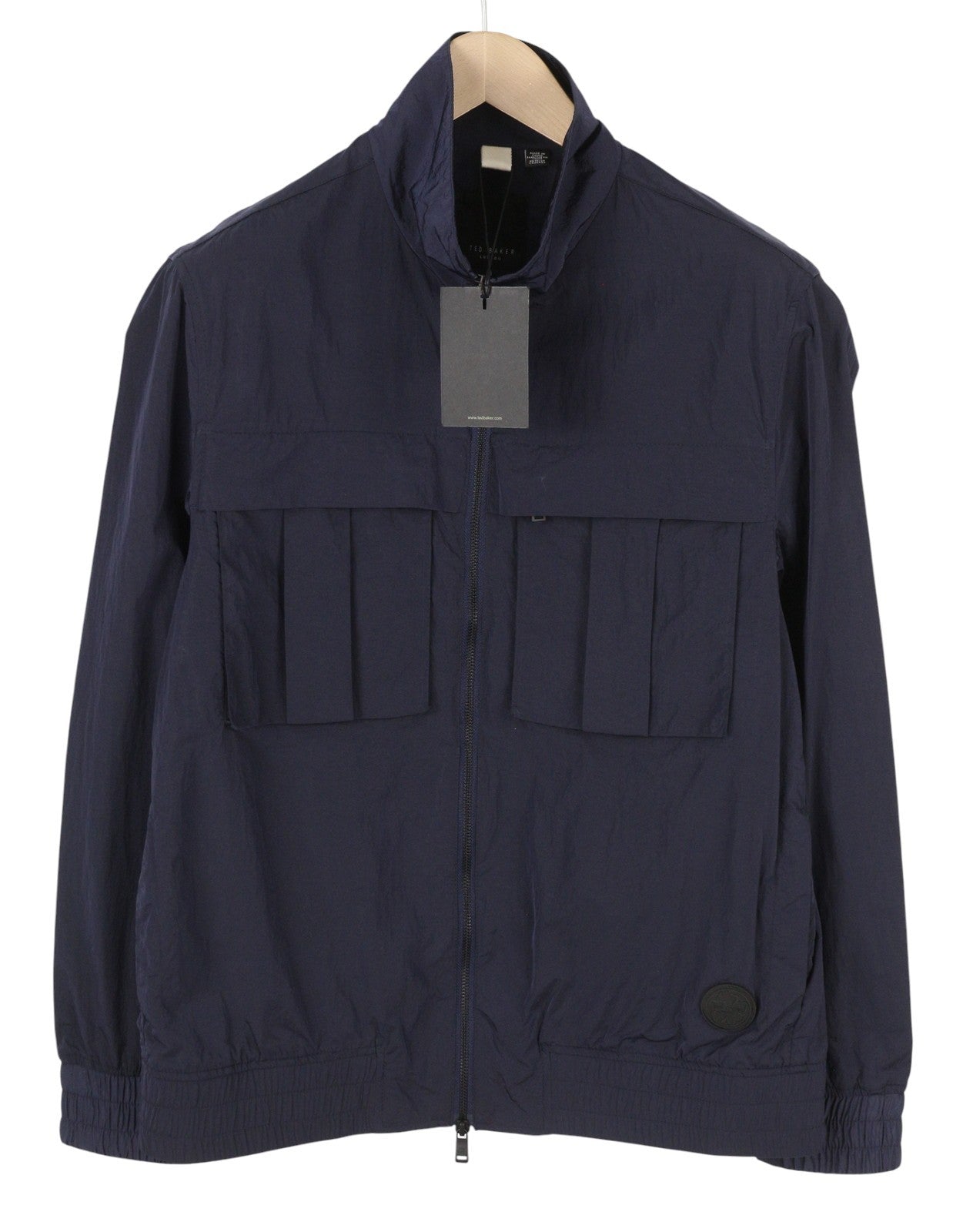 TED BAKER Men Jacket 3 M Dark Blue Lightweight Unlined Zip High Neck