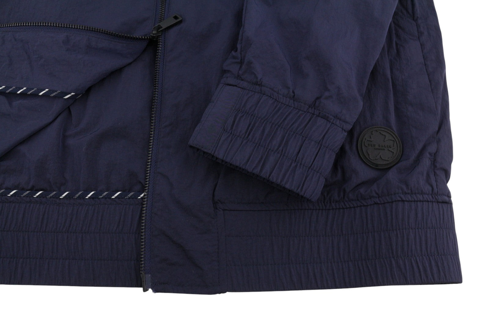 TED BAKER Men Jacket 3 M Dark Blue Lightweight Unlined Zip High Neck