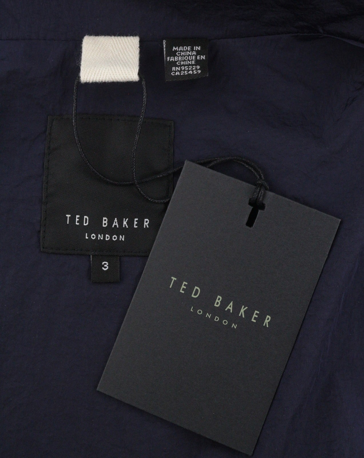 TED BAKER Men Jacket 3 M Dark Blue Lightweight Unlined Zip High Neck