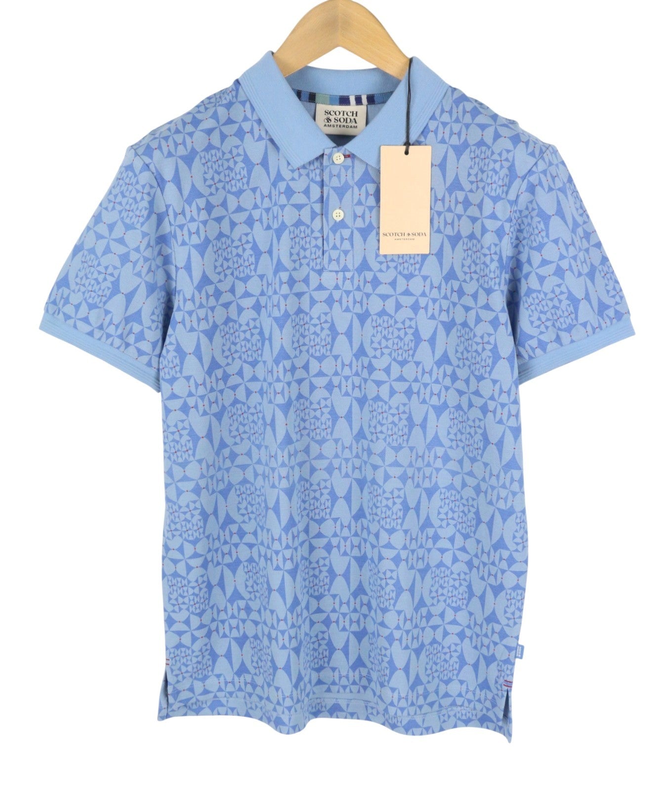 SCOTCH & SODA Men Polos M Diamond Blue Aop Cotton Short Sleeve