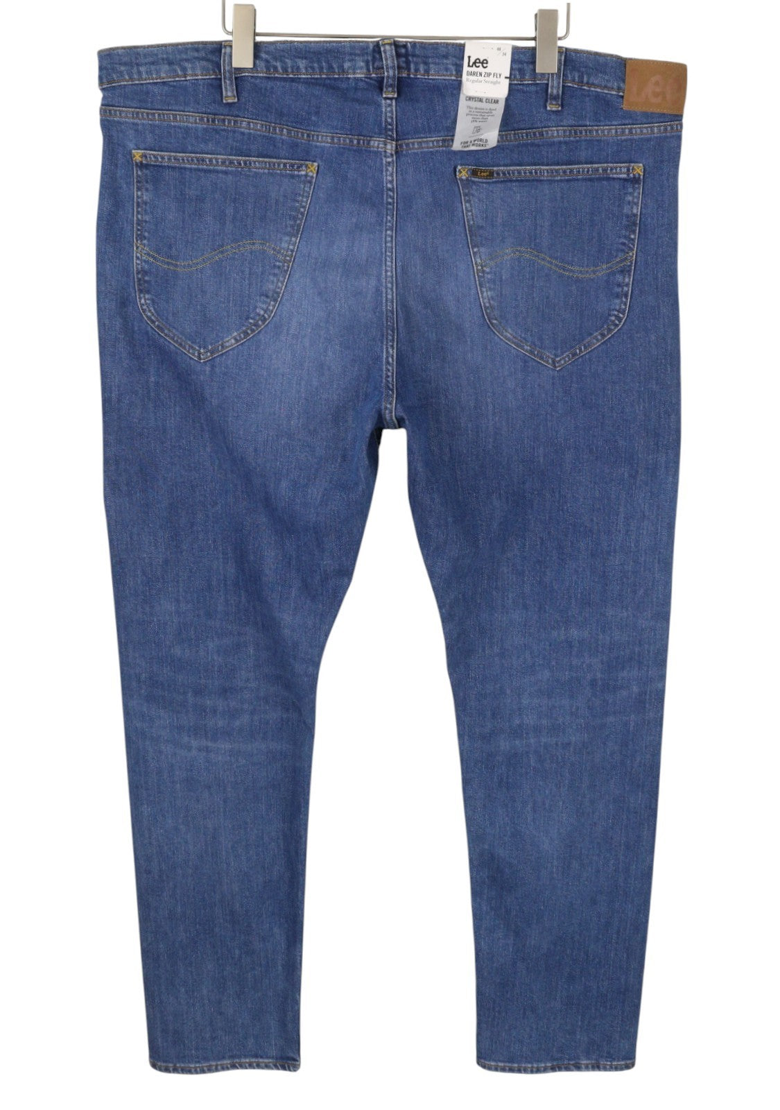 LEE Daren Zip Fly Men Jeans W48/L34 Blue Faded Whisker Straight Fit