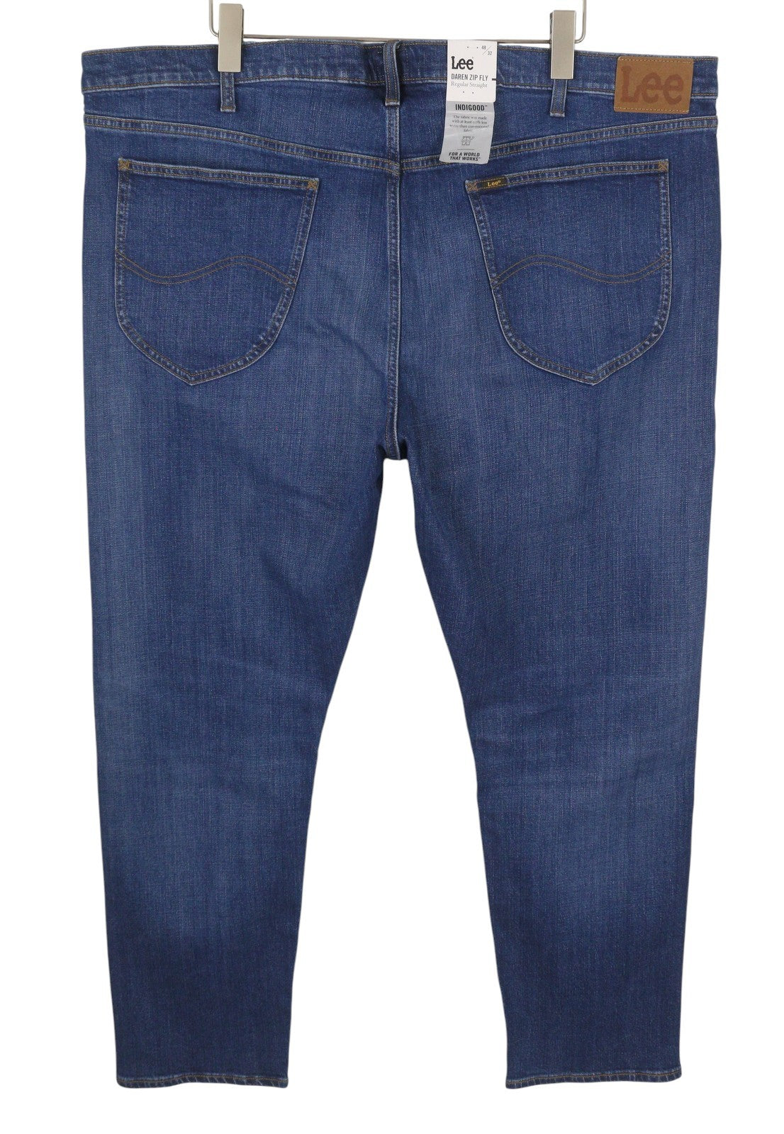 LEE Daren Zip Fly Men Jeans W48/L32 Blue Faded Whisker Regular Denim