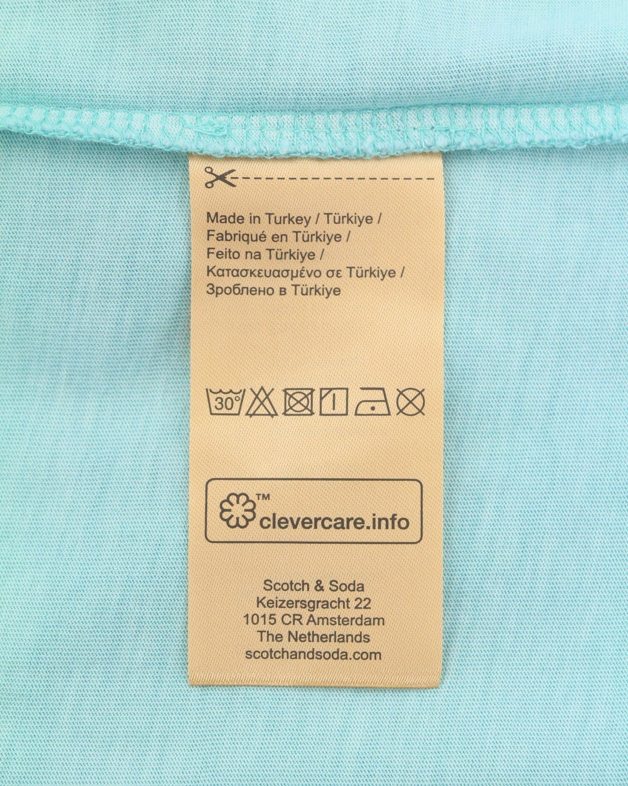 SCOTCH & SODA Men T-Shirt M Blue Garment Dye Melange Crew Neck Short Sleeve