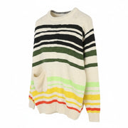 SCOTCH & SODA Men Jumper L Colourful Striped Crew Neck Patch Pocket Pull On