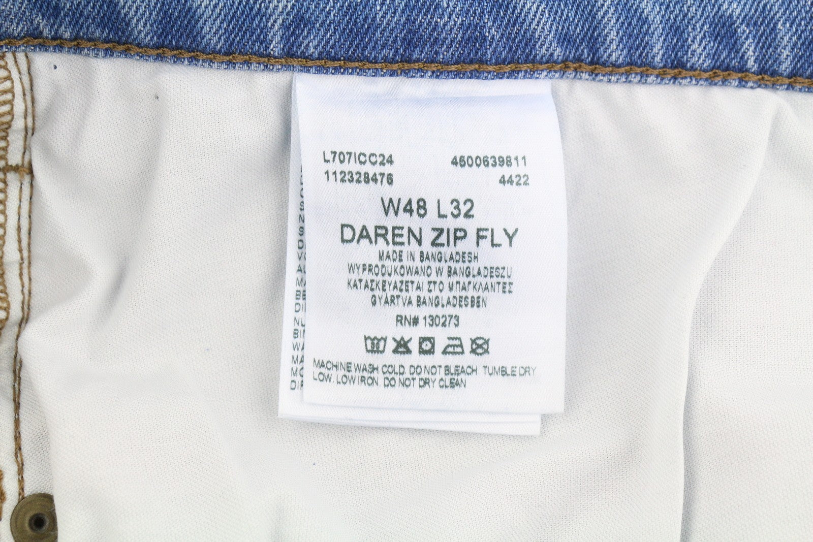 LEE Daren Zip Fly Men Jeans W48/L32 Blue Faded Whisker Straight Leg