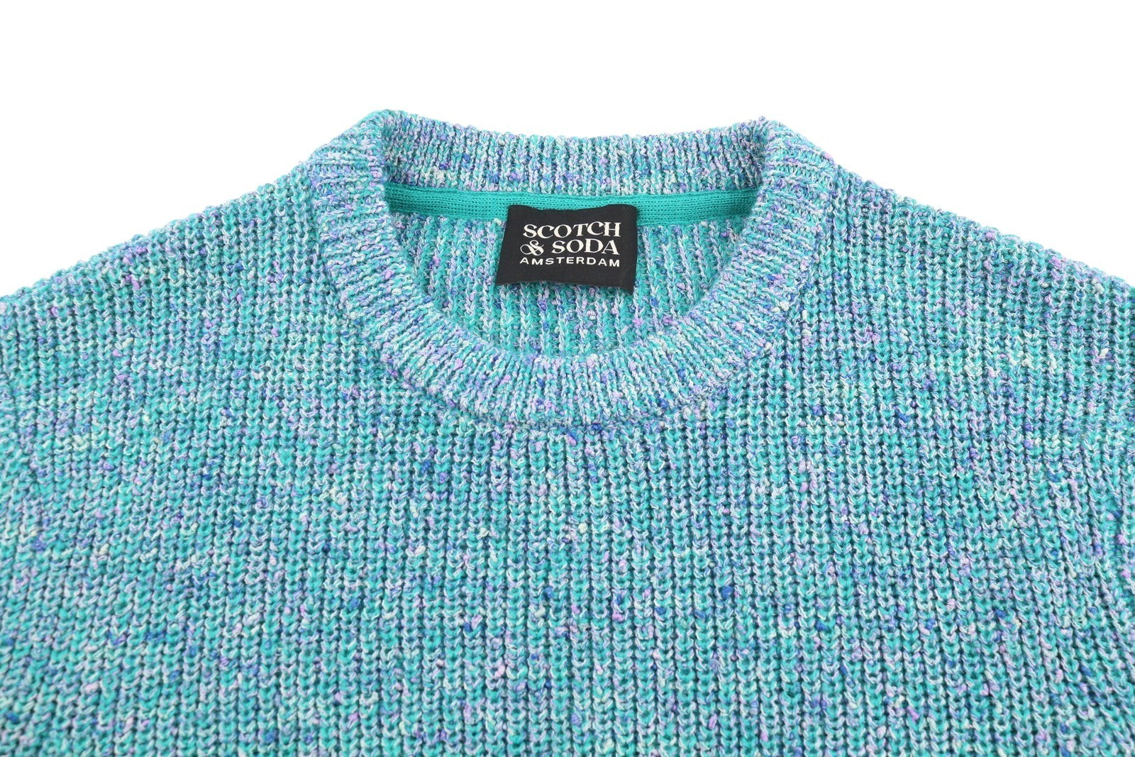 SCOTCH & SODA Men Jumper M Blue Melange Crew Collar Tight-Knit Pull On
