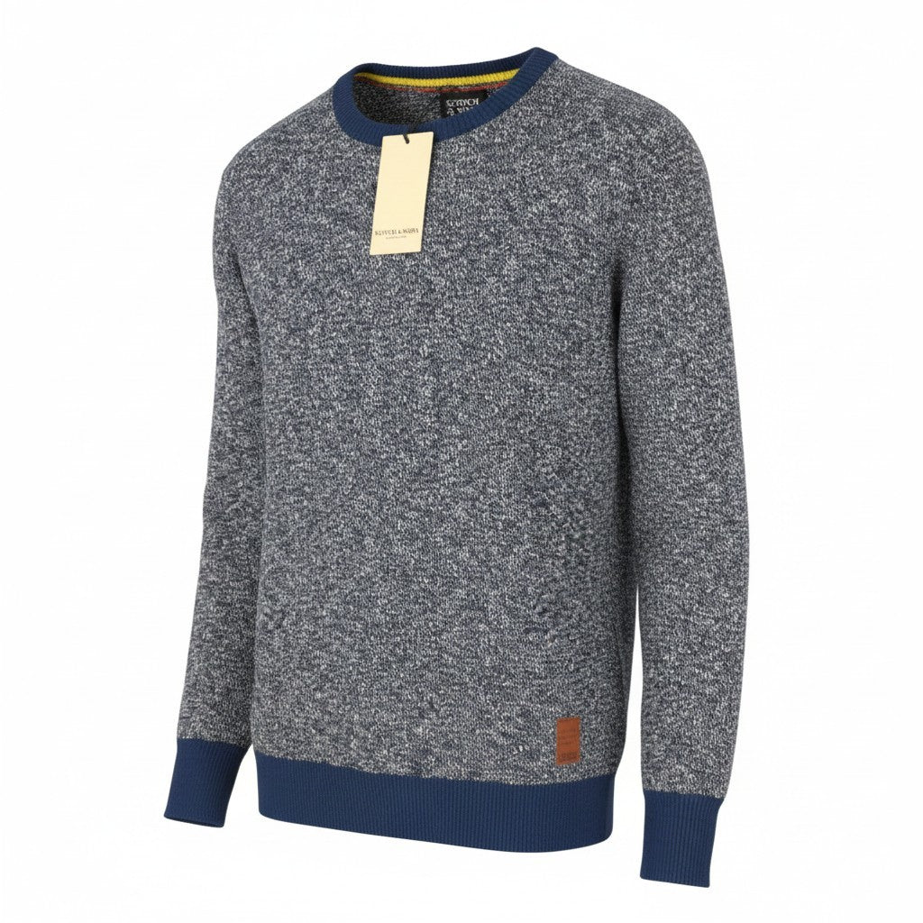 SCOTCH & SODA Men Jumper M Blue Melange Crew Collar Tight Knit Pull On