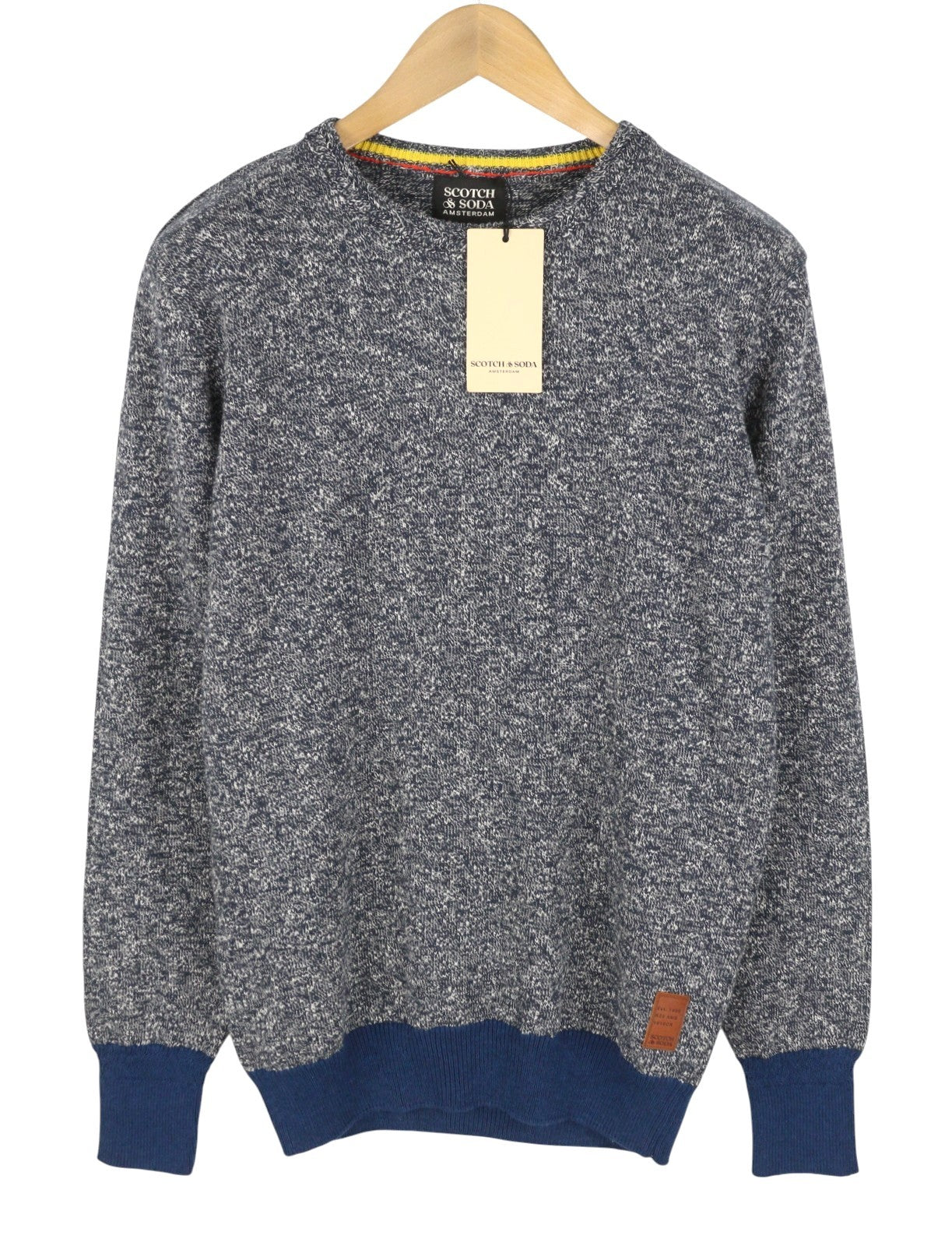 SCOTCH & SODA Men Jumper M Blue Melange Crew Collar Tight Knit Pull On