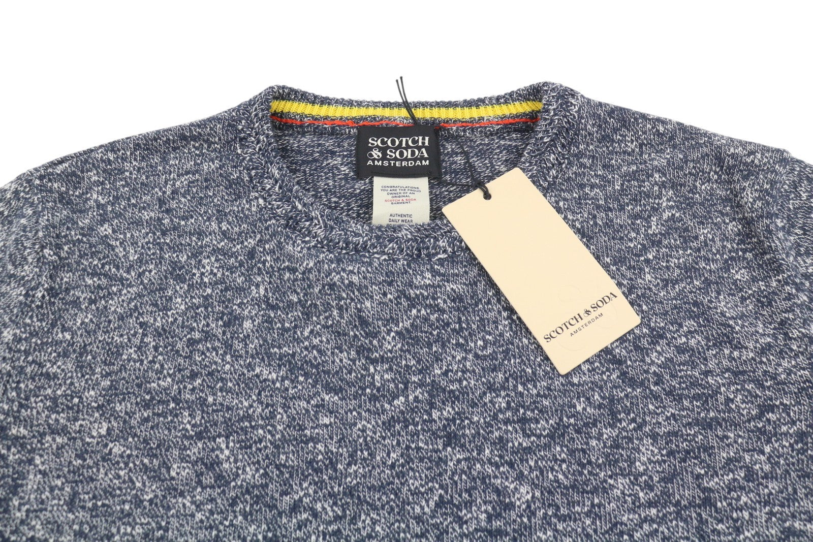 SCOTCH & SODA Men Jumper M Blue Melange Crew Collar Tight Knit Pull On