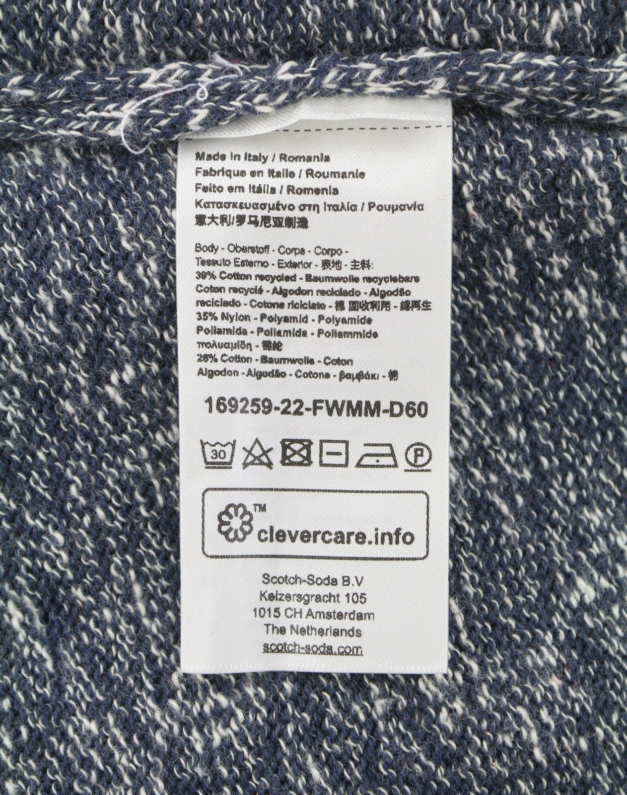SCOTCH & SODA Men Jumper M Blue Melange Crew Collar Tight Knit Pull On
